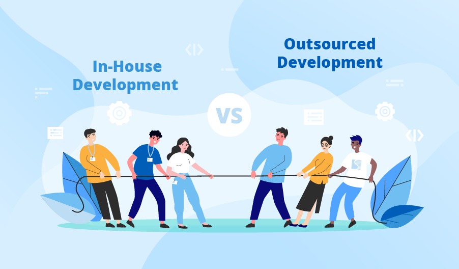 graphic about outsourced development vs in-house development 