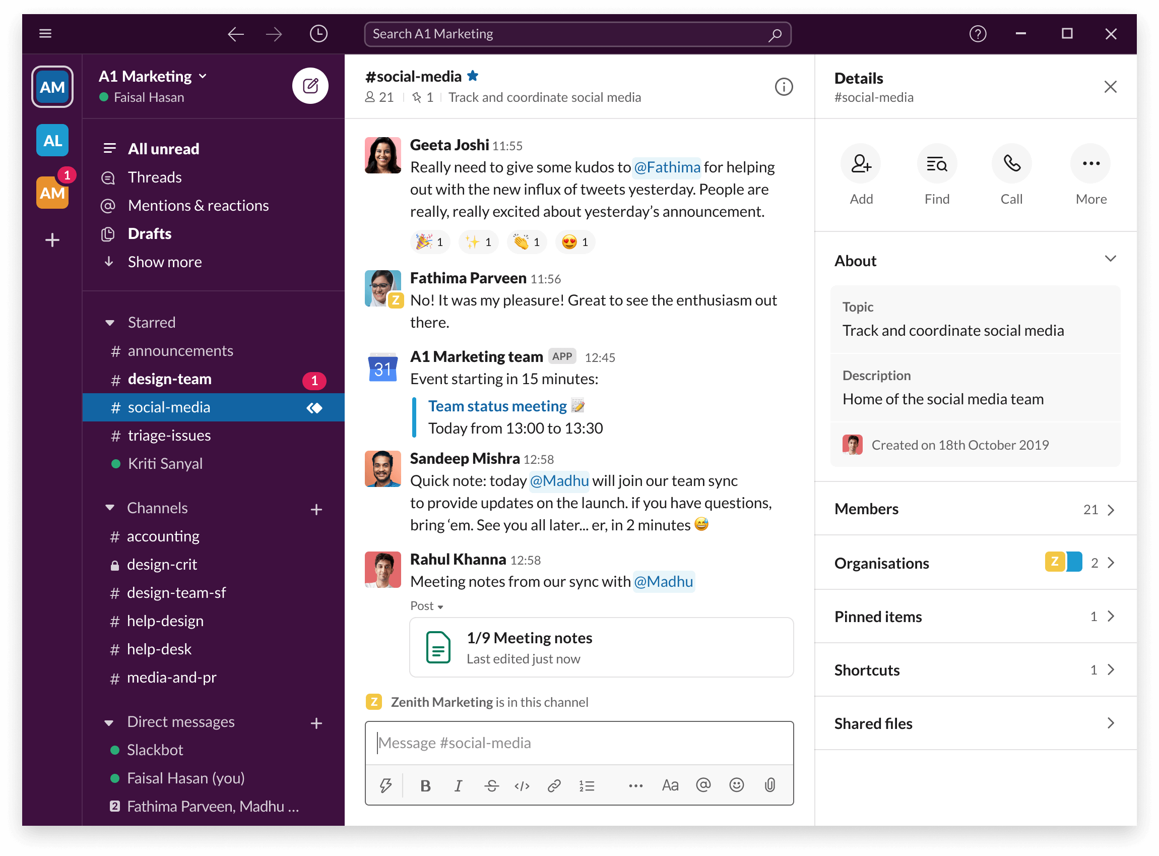 screenshot of slack interface