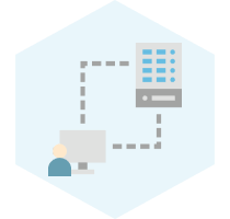 Custom software development - man with speech bubble showing the coding icon