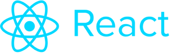 Hire React developers Hire React developers, a small white square showing the React logo