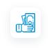 Low risk outsourcing - icon showing hand holding money